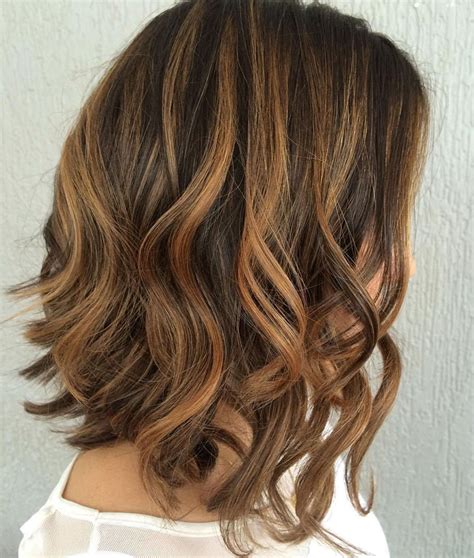 light caramel highlights on brown hair|brunette bob with caramel highlights.